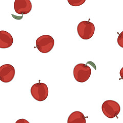 Line art red apple seamless pattern for wallpaper design.