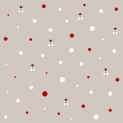 Modern Christmas gifts, red and white snow balls seamless pattern. Great design for any purposes.