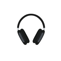 Headphone flat vector isolated on white background. Back to school concept. Music device.