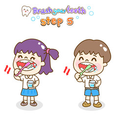 Cartoon how to brush your teeth.