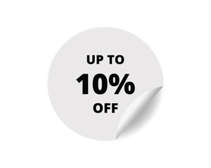 10% off round sticker sign. 10% off circle sticker banner, badge symbol vector illustration