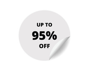 95 % off round sticker sign. 95 % off circle sticker banner, badge symbol vector illustration