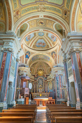 Fototapeta na wymiar IVREA, ITALY - JULY 15, 2022: The nave of church Chiesa di San Salvatore.