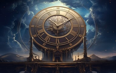 Obraz premium Astronomical clock country with the blue sky and clouds.