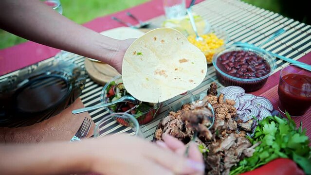Homemade American soft shell beef tacos	