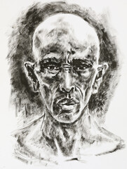 Portrait of a man. A dramatic pencil sketch of a face
