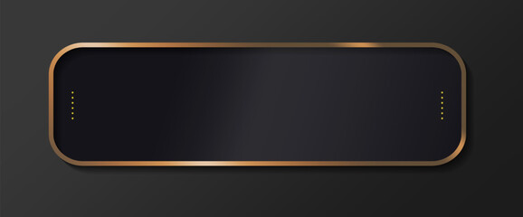 Digital Display Mockup on black shiny textured background. Black Rectangle Screen with bronze frame. Editable Vector Illustration.