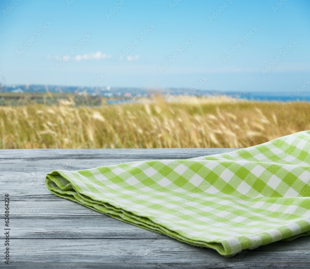 Poster Blank wooden table on nature background