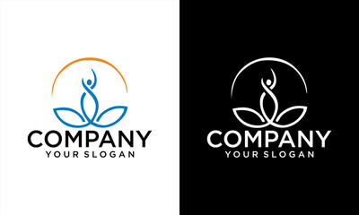 Abstract Monoline Yoga Leaf Logo Vector