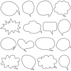 Set of 16 Speech Bubbles Thin Line Icons. Vector design.