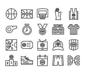 Basketball Icons Outline Style for Any Purpose