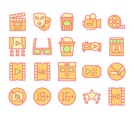 Cinema Icons Filled Outline Style for Any Purpose