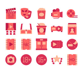 Cinema Icons Flat Style for Any Purpose