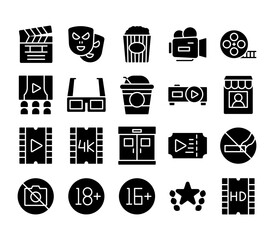 Cinema Icons Glyph Style for Any Purpose