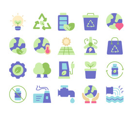 Ecology Icons Flat Style for Any Purpose