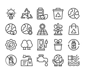 Ecology Icons Outline Style for Any Purpose