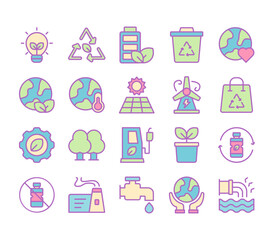 Ecology Icons Filled Outline Style for Any Purpose