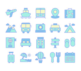 Travel Icons Filled Outline Style for Any Purpose