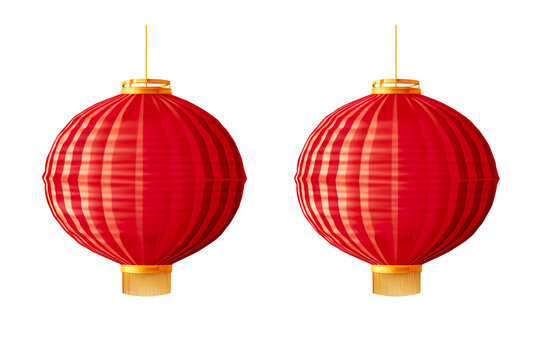 Chinese lanterns. Japanese asian new year red lamps festival 3d chinatown traditional realistic element