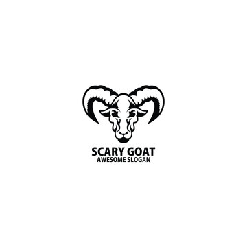 skull goat logo design mascot