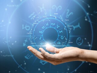 Astrological horoscope circle with zodiac sings