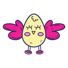 Isolated cute little chicken sketch character Vector