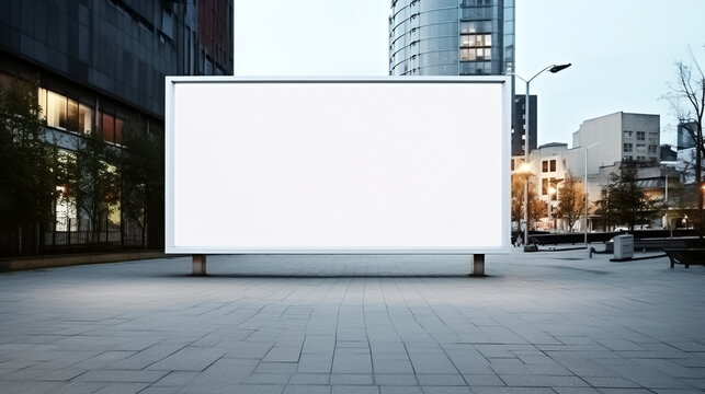 Big billboard standing in the city. white advertising field for advertising. Mockup billboard,