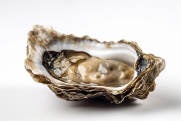 Fresh raw oyster on white background. Generative AI