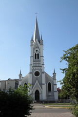 Fototapeta na wymiar Lutheran Church of Saint John. Protestant church in the city of Grodno, Belarus