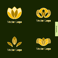 Set of Vector Abstract Ornament Logo Emblems Monoline Line Art Full Color Original Design