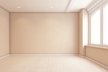 Minimalistic beige empty room. Generative AI