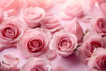 Pink roses background. Generative AI