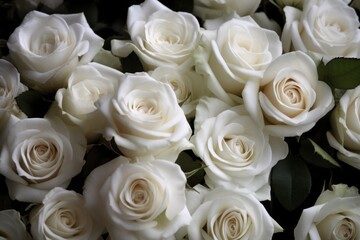White roses background. Generative AI