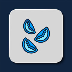 Filled outline Tomato icon isolated on blue background. Vector