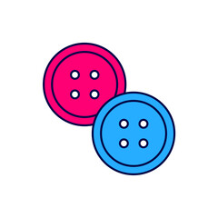 Filled outline Sewing button for clothes icon isolated on white background. Clothing button. Vector