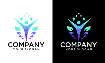 Unique human leaf logo Modern and minimalist vector and abstract logo