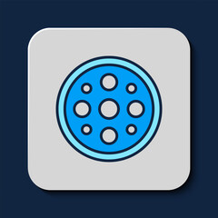 Filled outline Sewing button for clothes icon isolated on blue background. Clothing button. Vector