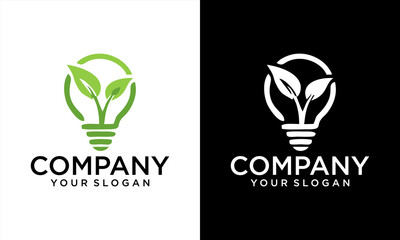 Ecology bulb lamp with leaf logo. Energy saving lamp symbol, icon. Eco Friendly, Eco world, green leaf, energy saving lamp symbol.