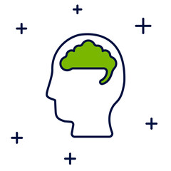 Filled outline Human brain icon isolated on white background. Vector
