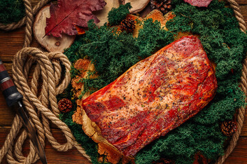 meat, chopped meat lies on the table with a beautiful background, a lot of meat