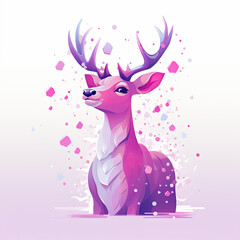 cute cartoon reindeer with confetti sprinkles, a low poly illustration, adorable character, mascot, concept, digital art
