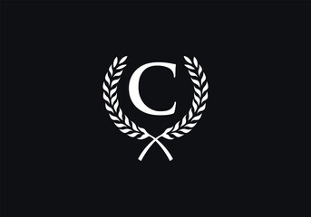 Laurel wreath logo and laurel wreath circle leaf icon vector design with letters. Laurel wreath leaf circle favicon and icon