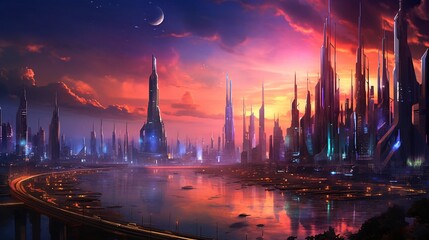 Generative Ai. Fantasy City of the Future
