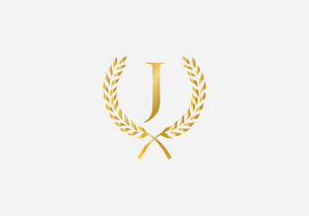 Laurel wreath logo and laurel wreath circle leaf icon vector design with letters. Laurel wreath leaf circle favicon and icon