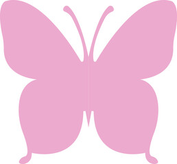 Pink Colored butterfly simple flat design isolated on transparent background