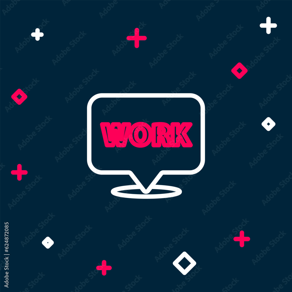 Poster line location with text work icon isolated on blue background. colorful outline concept. vector
