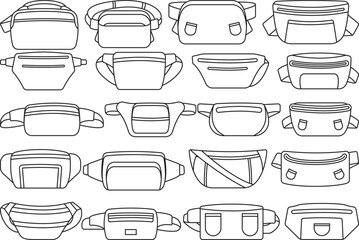 Waist Bag Outline Bundle,Clip Art