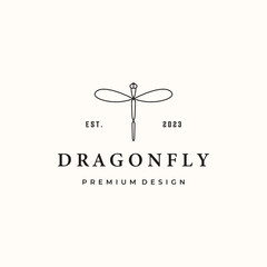 dragonfly life line art logo vector minimalist illustration design, ladybug dragonfly symbol design