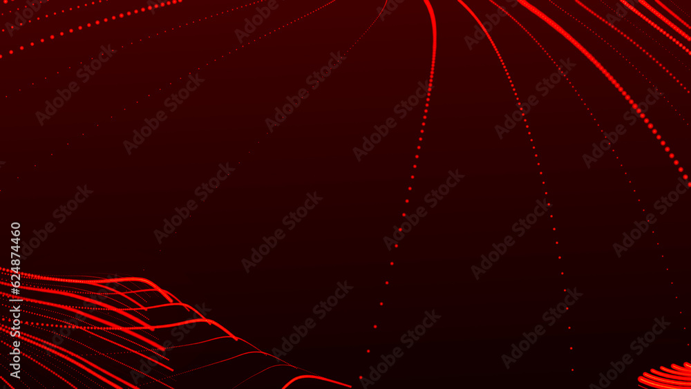 Poster dynamic wave of glowing particles. data flow information. concept of digital communication. technolo