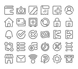 Digital Wallet Icons Outline Style for Any Purpose